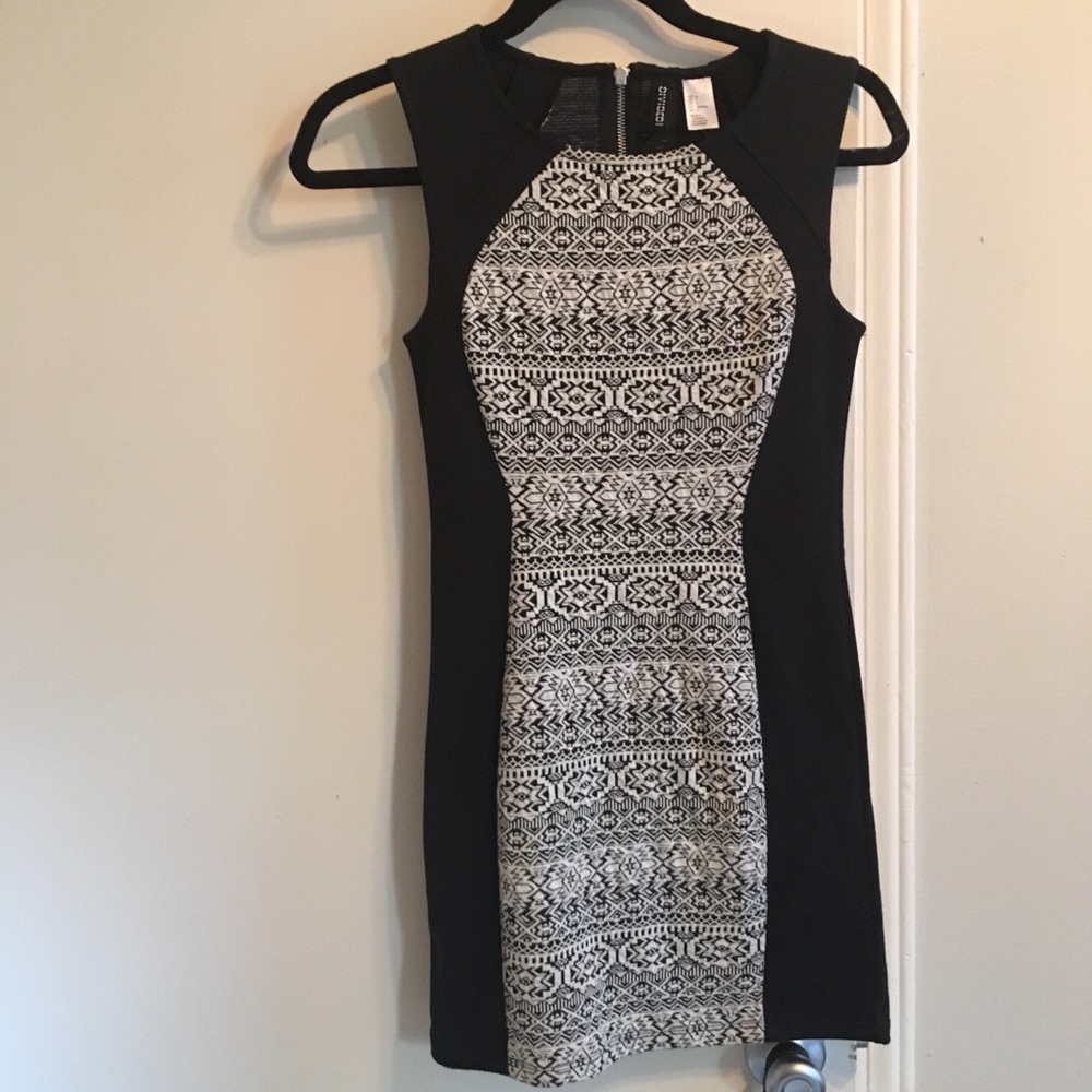 H&M black and white mini dress